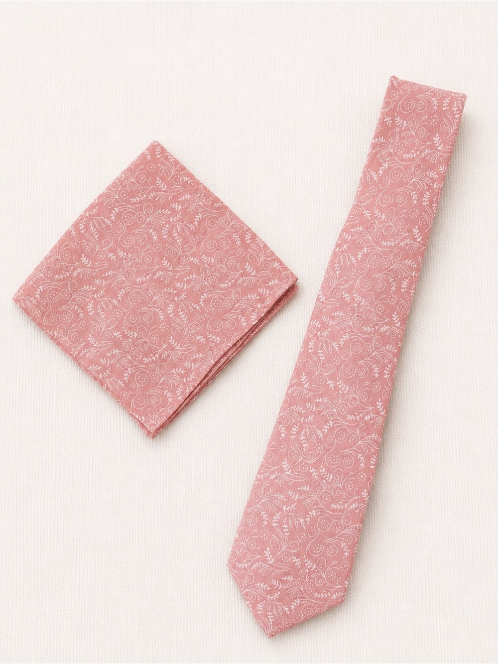 ✨ Jacob Alexander Pink Floral Cotton Tie & Pocket Square Set Wedding Groom ✨ - Picture 2 of 16